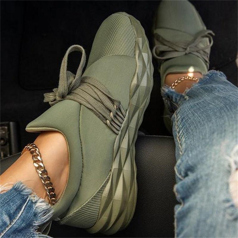 Women's Casual Breathable Lace-Up Sneakers | Cushioned Walking & Running Shoes