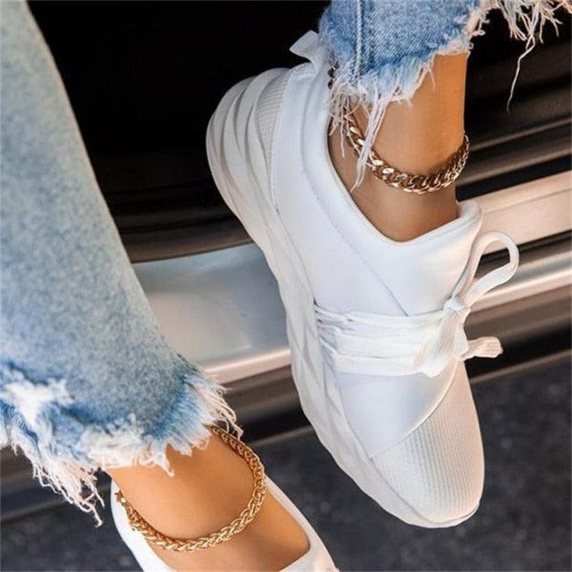 Women's Casual Breathable Lace-Up Sneakers | Cushioned Walking & Running Shoes