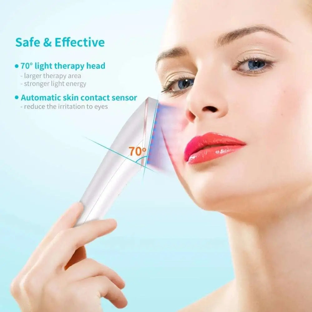 36-Bead LED Light Therapy Device | Blue & Red Light, Wireless Charging, Acne & Skin Rejuvenation