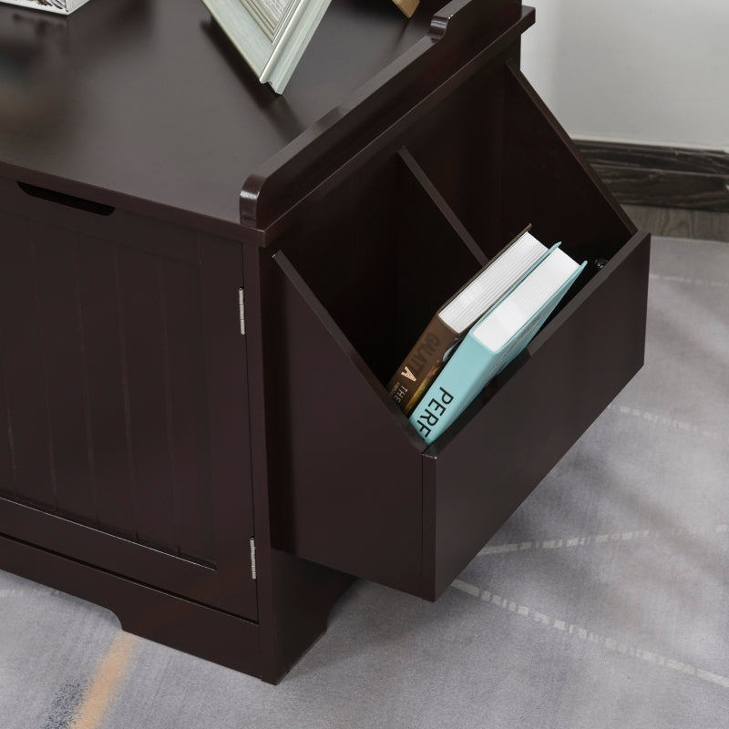 Wooden Cat Litter Box Enclosure with Nightstand & Side Storage Rack