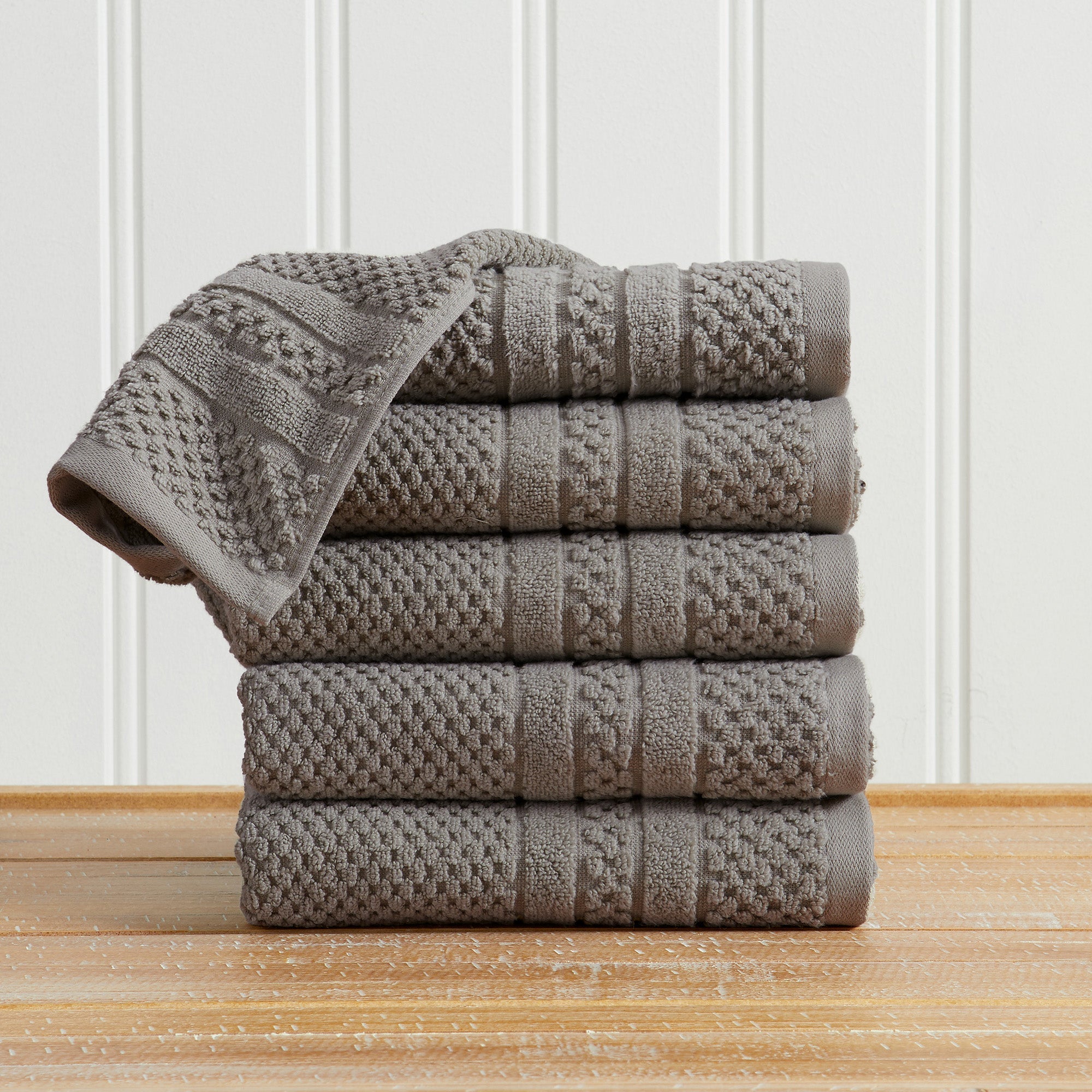 Checkered Jacquard Bath Towel Set — Modern Woven Texture | Solid Color