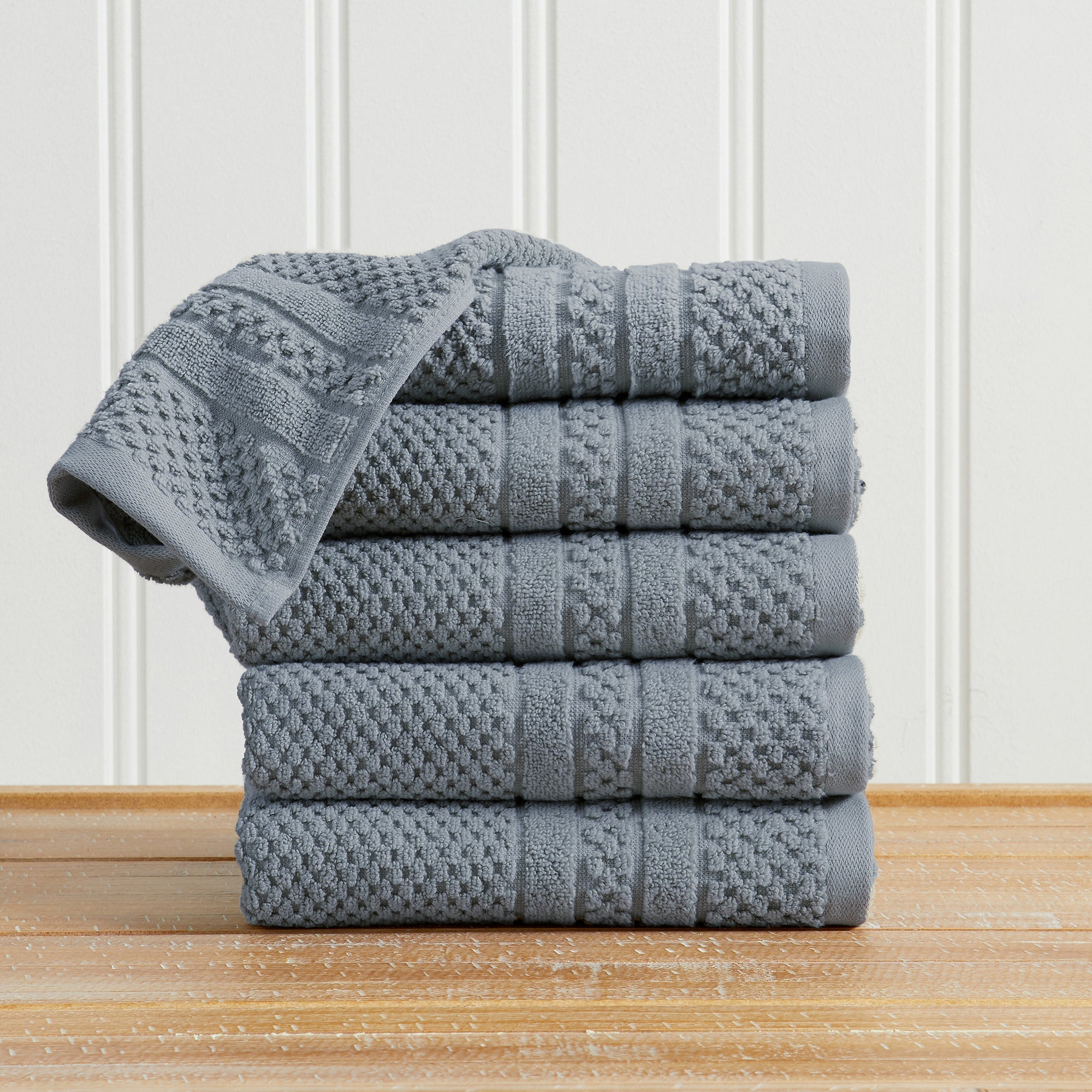 Checkered Jacquard Bath Towel Set — Modern Woven Texture | Solid Color