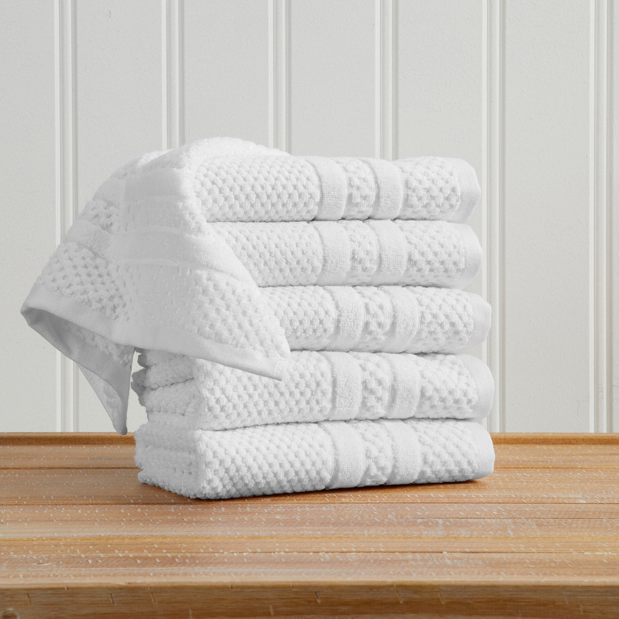 Checkered Jacquard Bath Towel Set — Modern Woven Texture | Solid Color