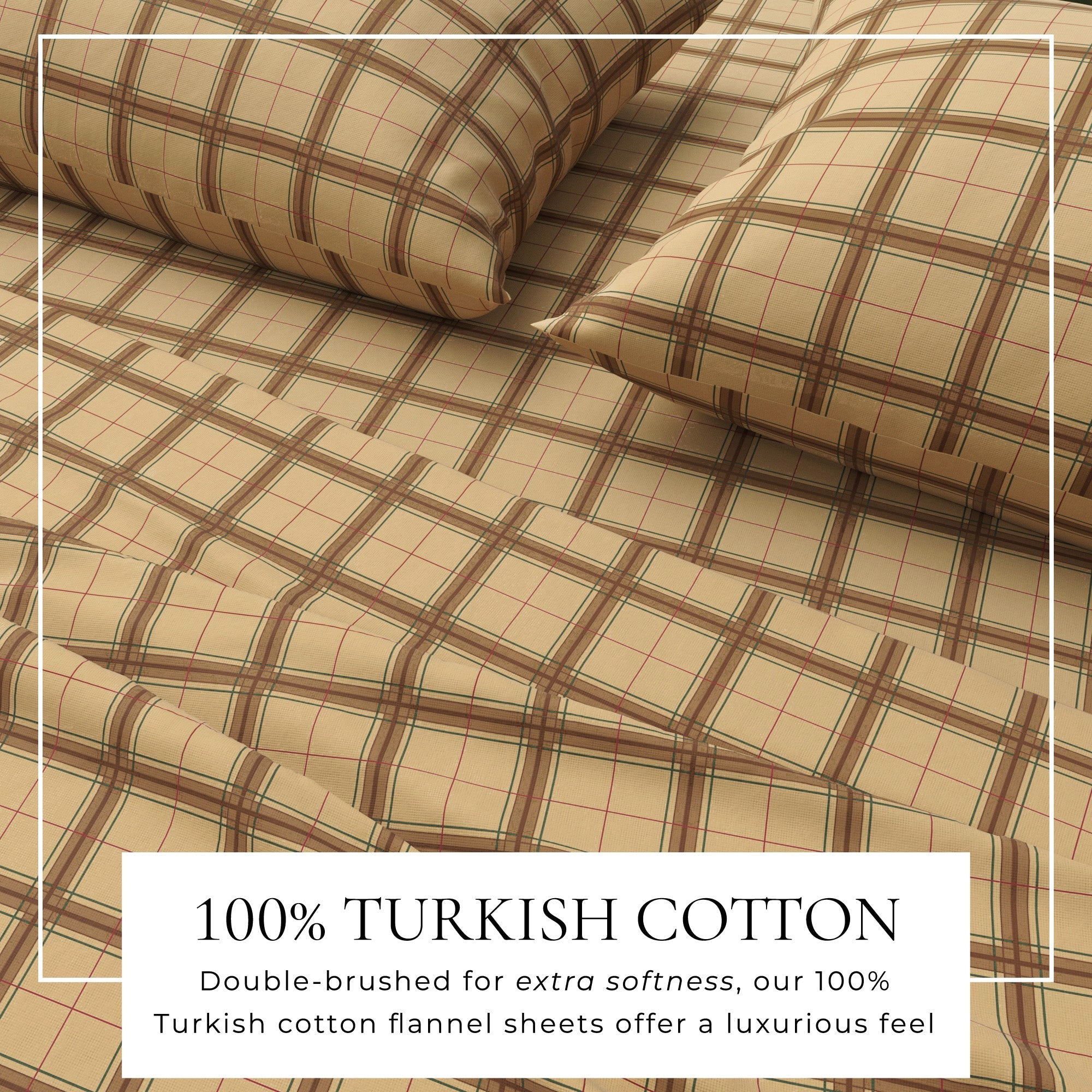 Turkish Cotton Flannel Sheet Set — Plaid & Stripe, Double-Brushed | OEKO-TEX® Certified